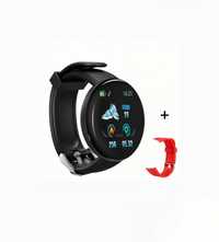 Set smartwatch performant cu 2 curele. Roșu/Negru. USB. Waterproof.