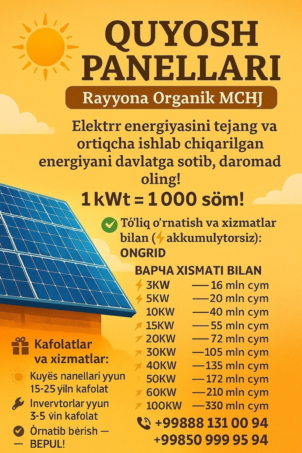 Quyosh Panellari o'rnatish