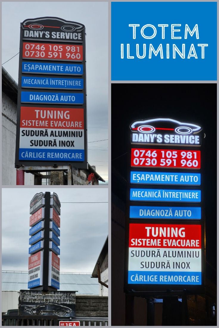 Totem panou publicitar iluminat