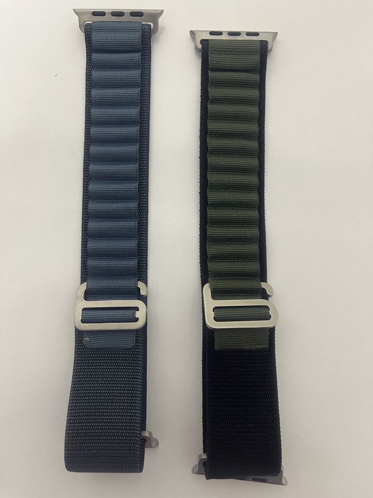 Curea material textil Nylon pentru Apple Watch 42/44/45/49 Green/Black