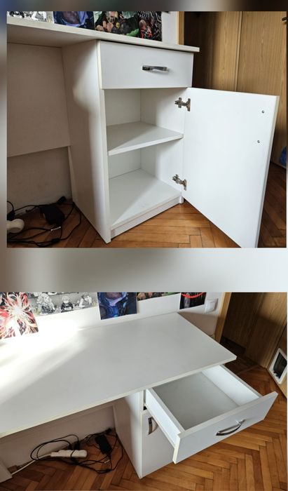 Vand birou alb de colt