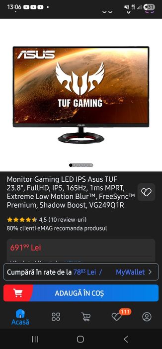 Vand/schimb Monitor gaming Asus Tuf 165 Hz