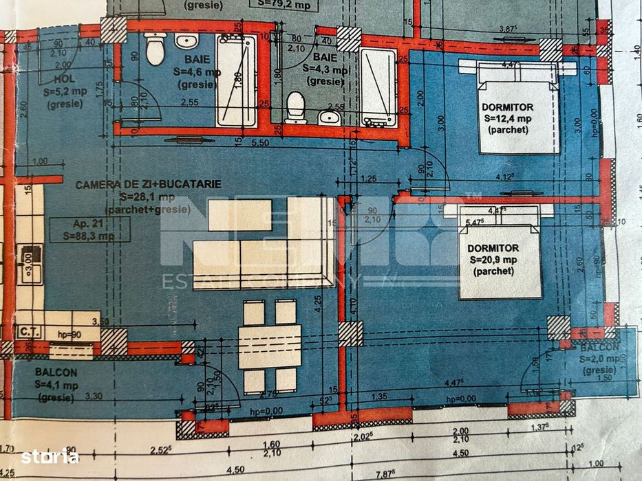 Apartament NOU | 130.000 Euro | 3 CAMERE | 88,3 mp