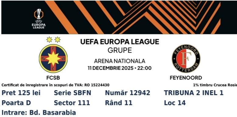 Bilete FCSB - Feyenoord
