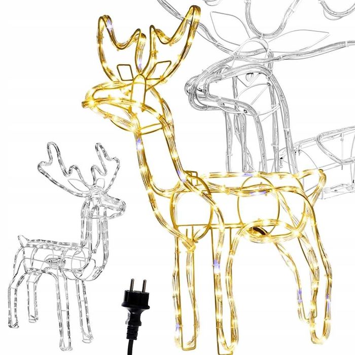 3D LED коледни еленчета 120 см х 1м с въртяща глава с флаш ефект