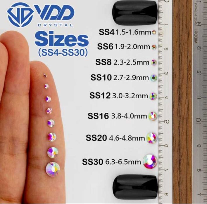 Стеклянные стразы отличного качества в ассортименте для рукоделия.