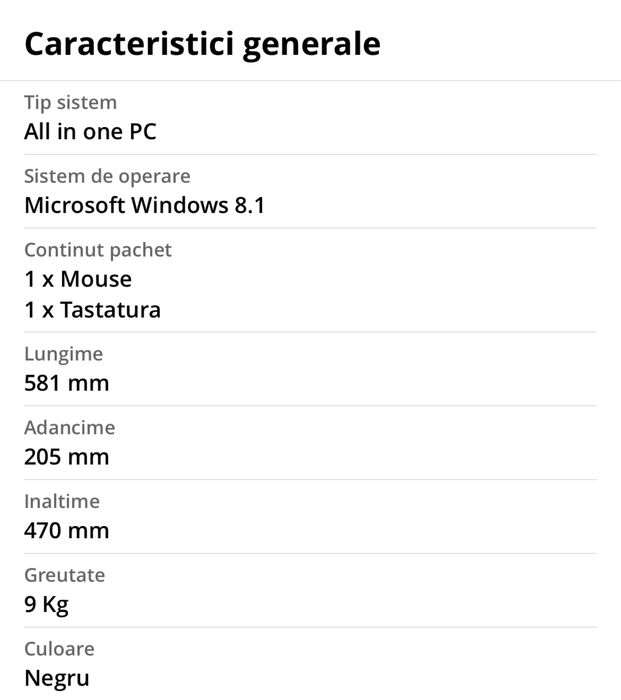 Lenovo sistem desktop all in one i5 touchscreen