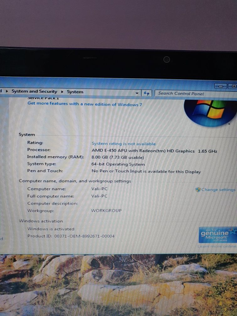 Laptop Acer Aspire 7250