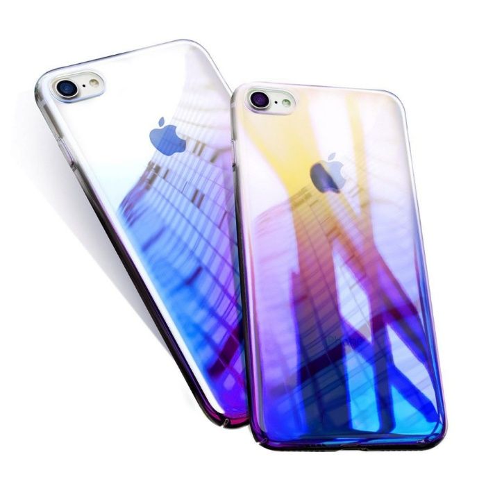 Husa Apple iPhone 7 Plus, Gradient Color Cameleon Albastru-Galben