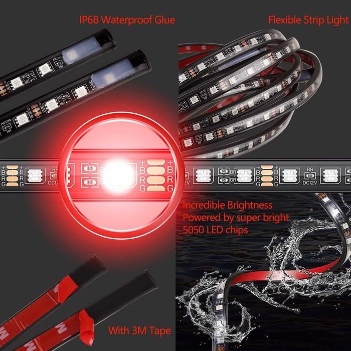Екстериорна RGB Светлина С Дистанционно ,Автомобил,Мотор,Лодка,Джанти