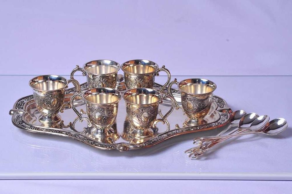 Кофейный набор из мельхиора на шесть персон!