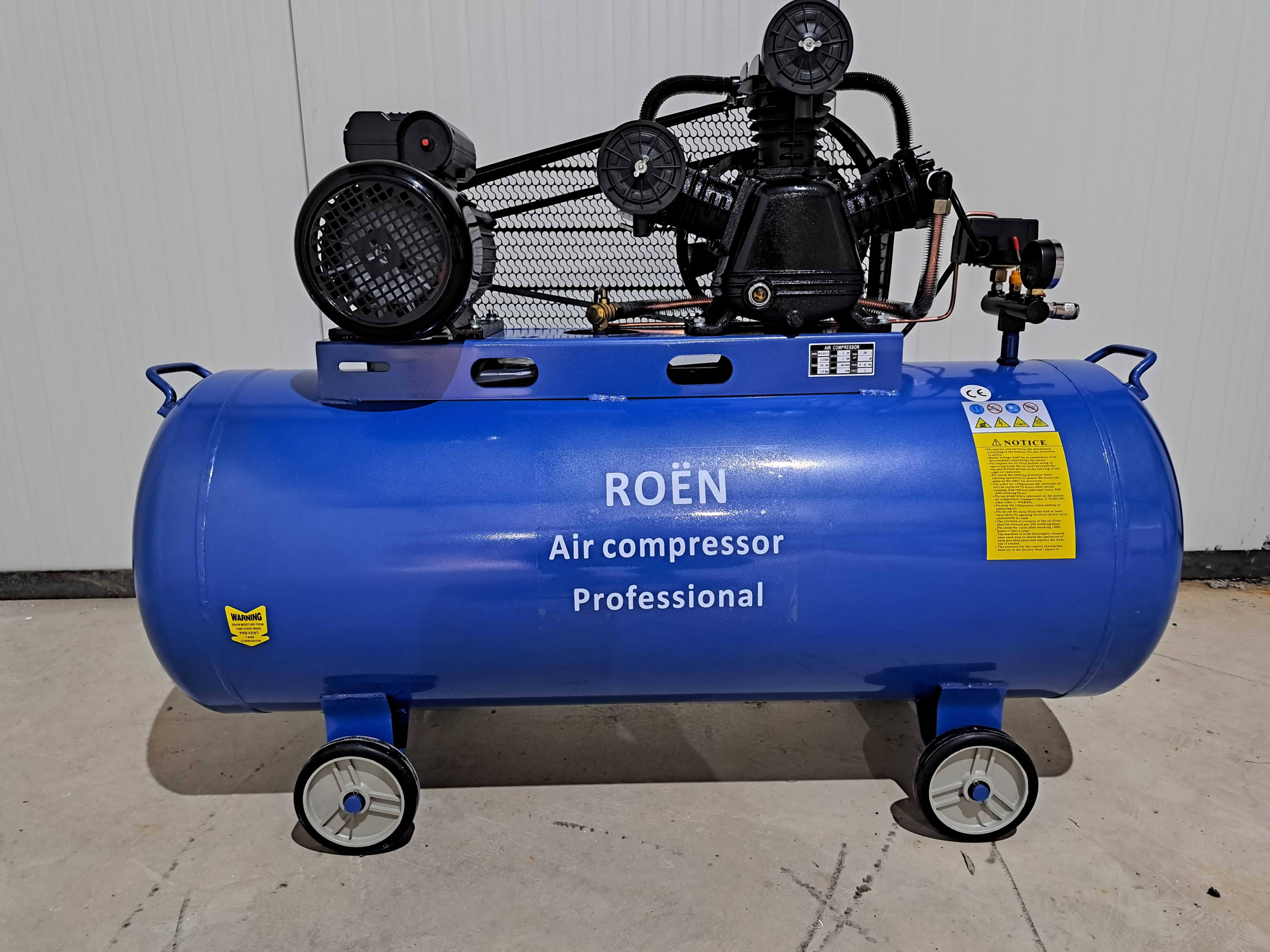 КОПРЕСОР ЗА ВЪЗДУХ ROEN-200л / 12.5 бара.