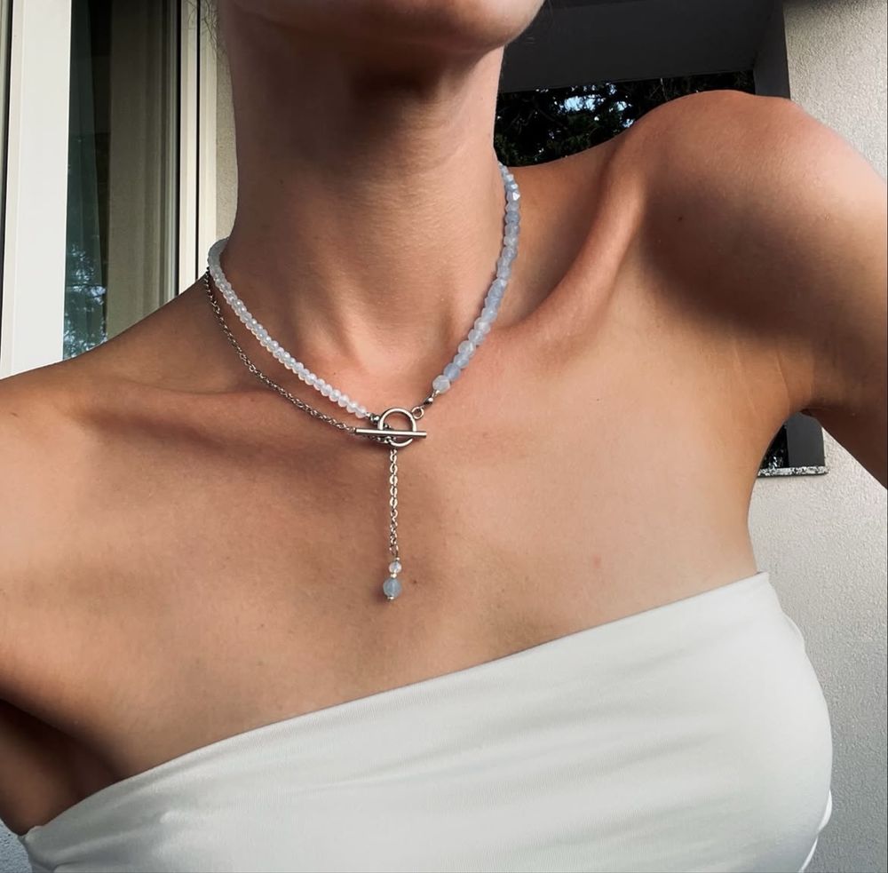 Колие с два вида естествени камъни от Pangara design