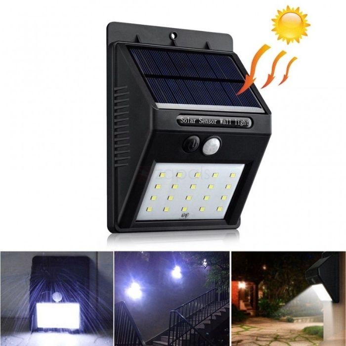 25-LED водоустойчива слънчева стенна светлина PIR сензор за движение в