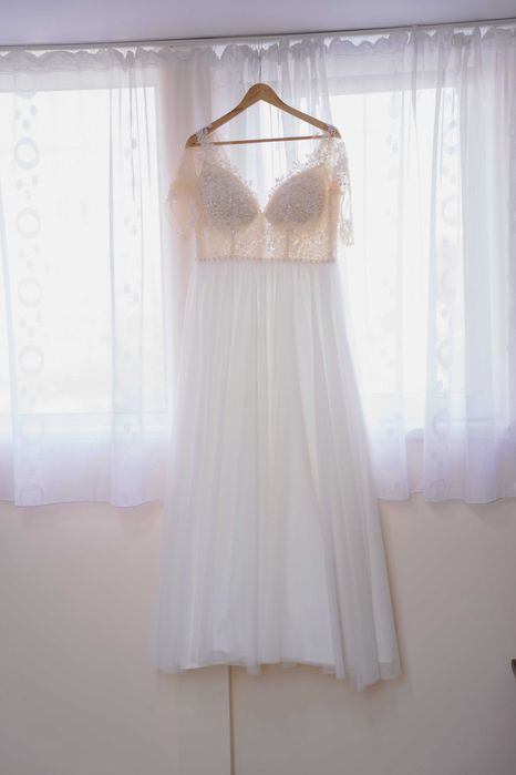 Rochie mireasa cu maneca lunga 3/4, 3 sfert, rochita lunga marime mare