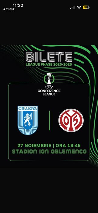 Vand bilete Craiova-Mainz stadion Ion Oblemanco