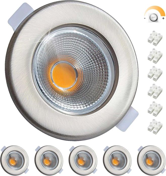 Комплект от 6 LED лунички за вграждане, димируеми, 10W, 2700K