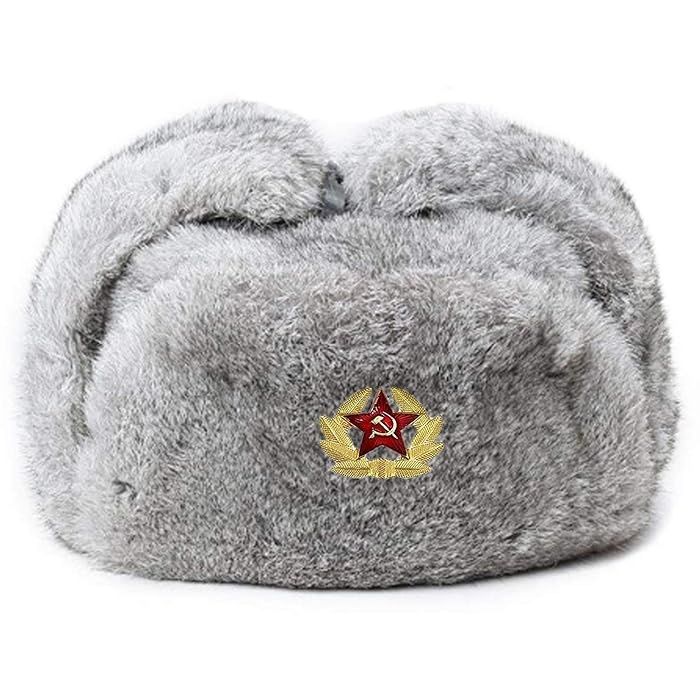 Руска зимна шапка ушанка. Заешка кожа. Естествен косъм