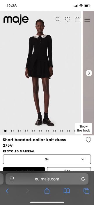 Рокля Maje със сменяема яка от перли