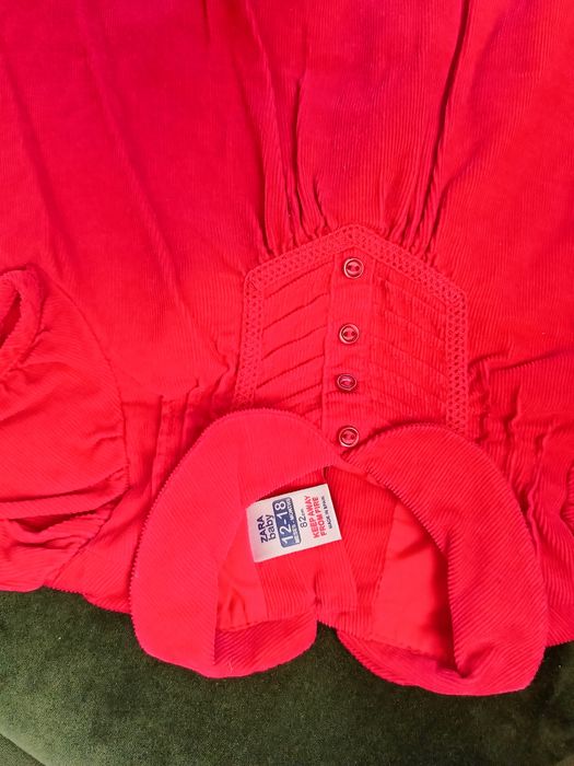 Rochie roșie catifea reiat Zara măr.12-18 luni
