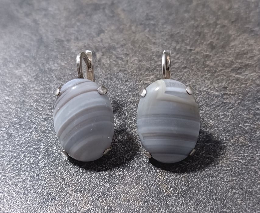 Серебряные серьги 925 проба с камнями .