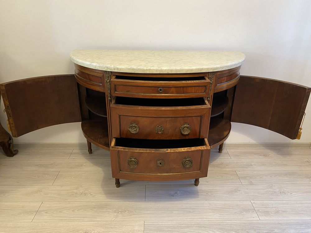 Comoda Servanta Vintage Lemn Masiv Blat Marmura Bronz