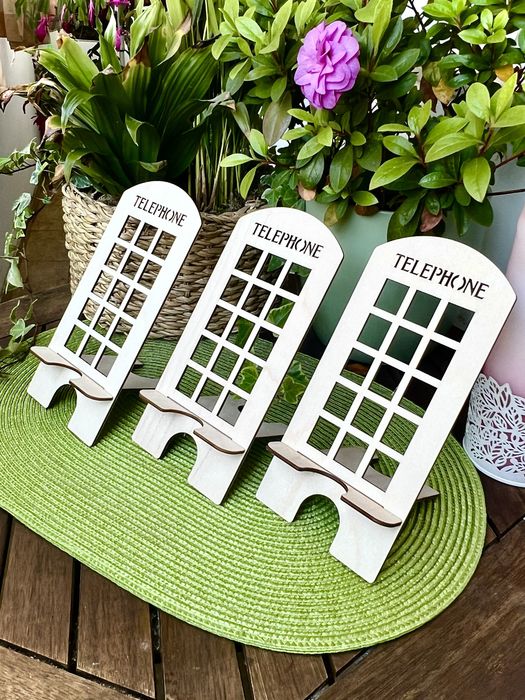 Поставка за телефон от дърво. Универсална! На едро! 1100 броя