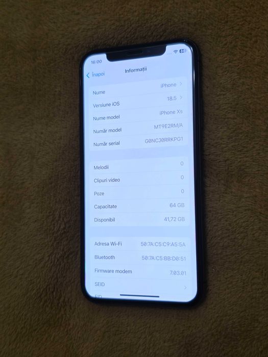 iPhone XS 64GB Space Gray bateria 82%