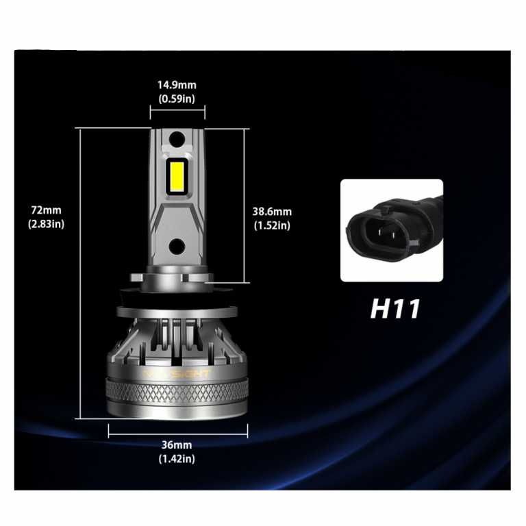 Set 2 x Becuri LED Premium NOVSIGHT H8 / H9 / H11 120w 22000LM 6500K