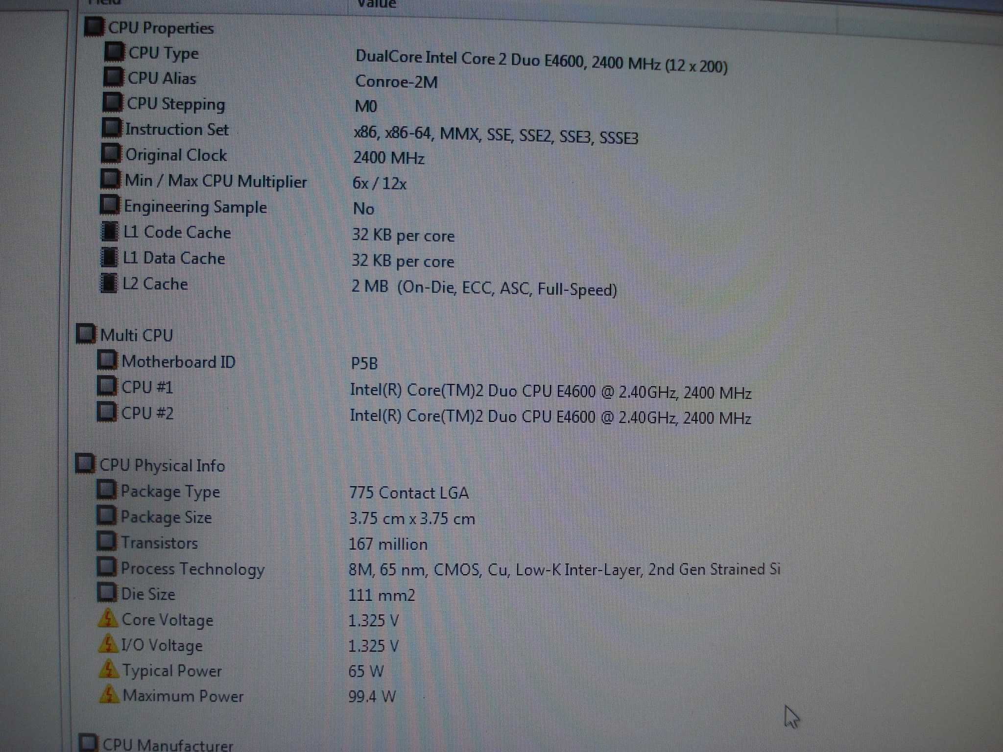 Procesor intel core 2 duo E4600 2.4 Ghz FSB 200 2mb conroe LGA 775