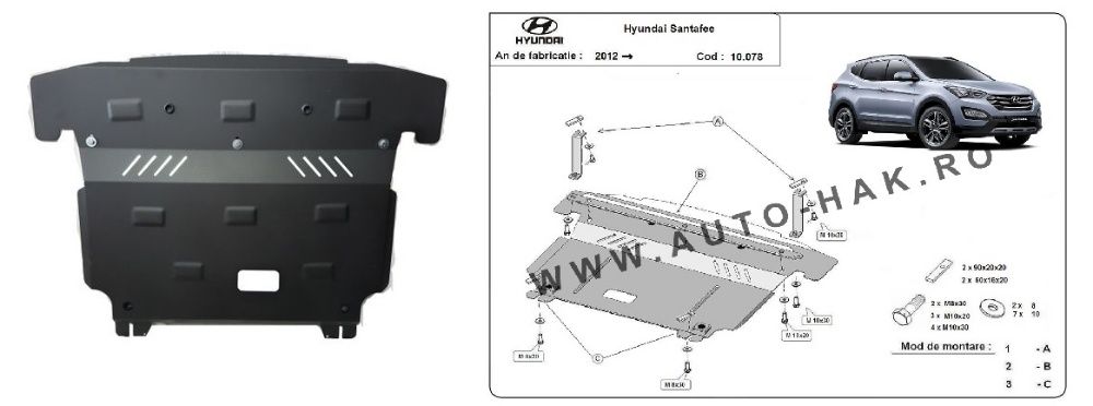 Scut motor metalic otel 2-3mm Hyundai Accent, Tucson, Santa-Fe,i10,i20