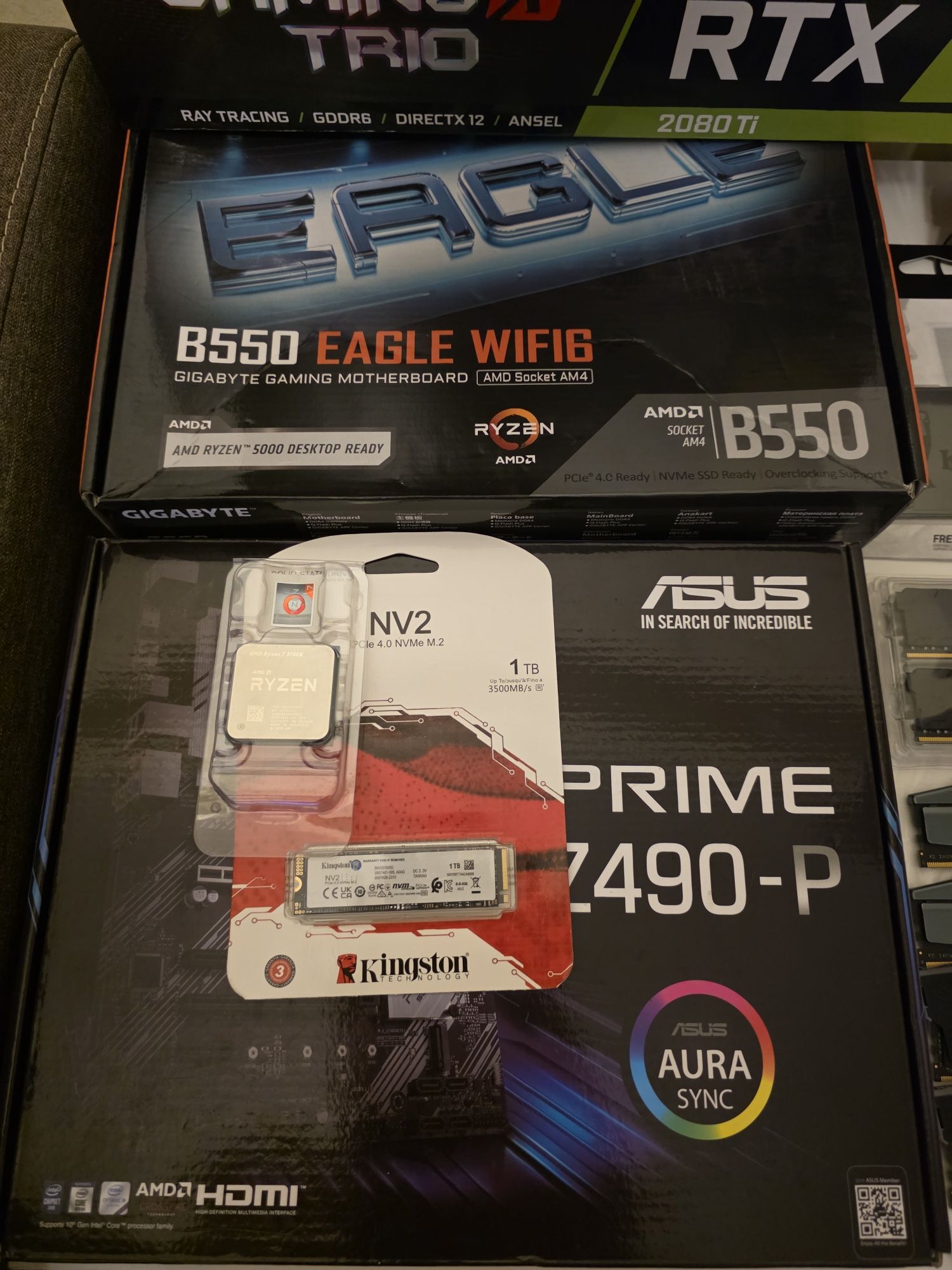 Placa de baza Asus Z490 intel i7 10700 AMD Ryzen 7 3700x Gigabyte B550