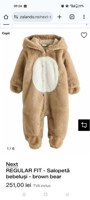 Next - combinezon ursulet (3-6 luni)