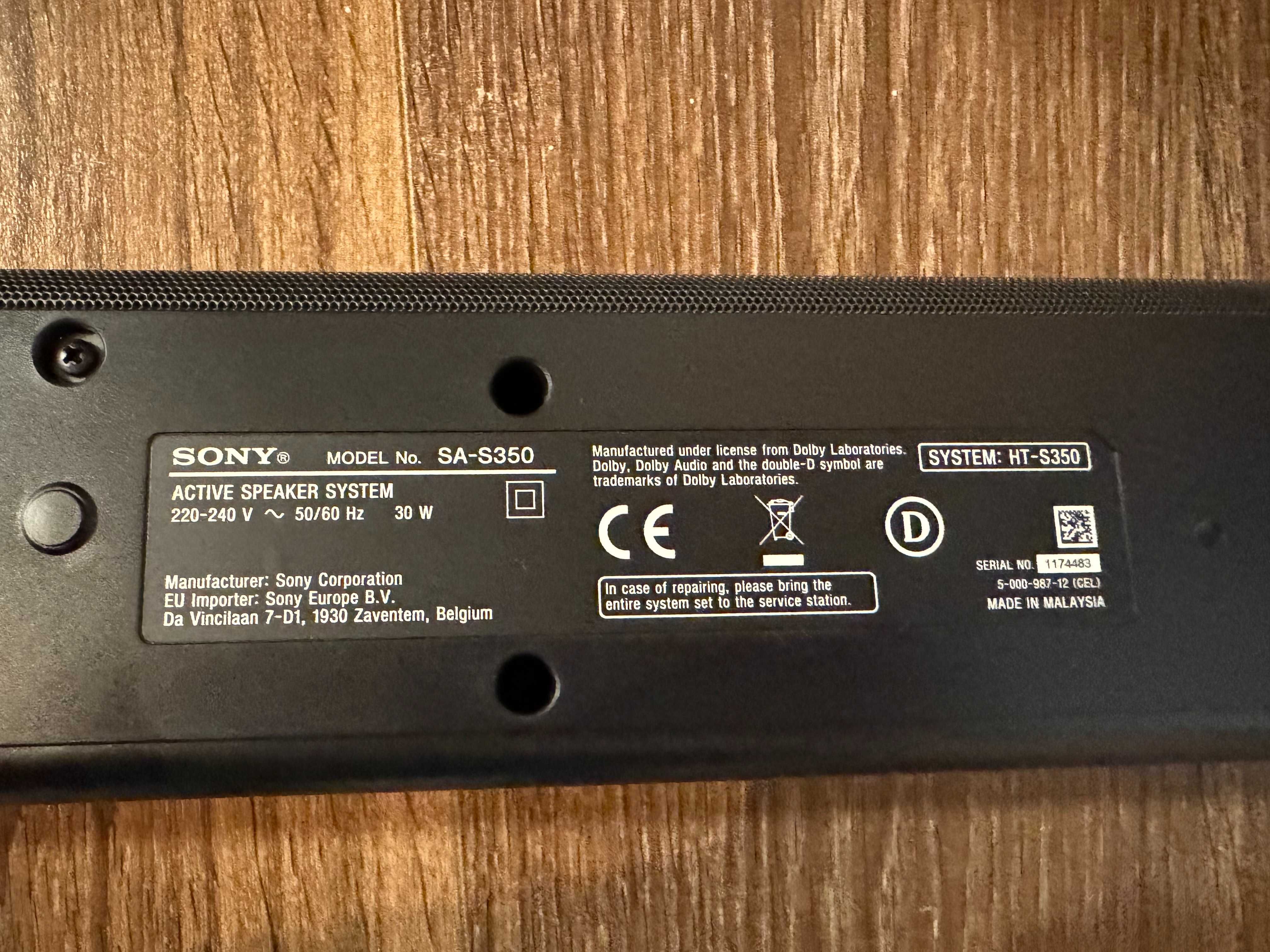 Sistem 2.1 Sony HT-S350 320 W Soundbar + Subwoofer wireless