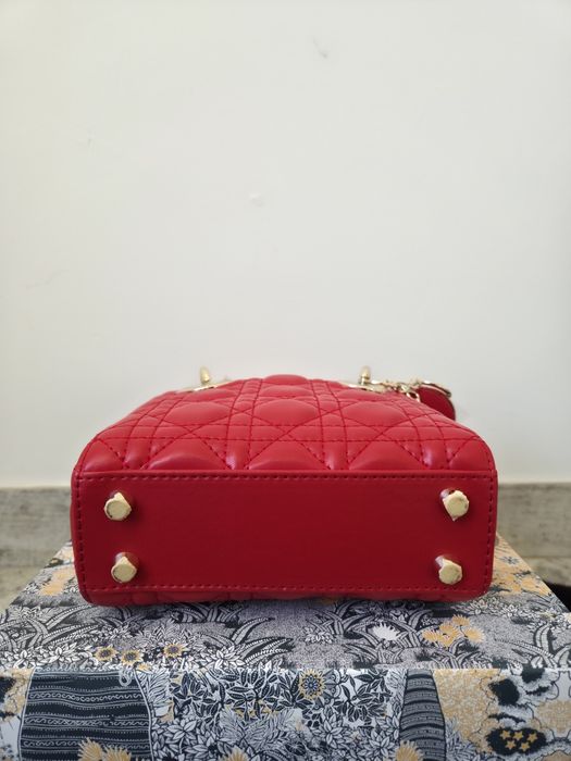 Lady Dior Mini Red Gold Hardware