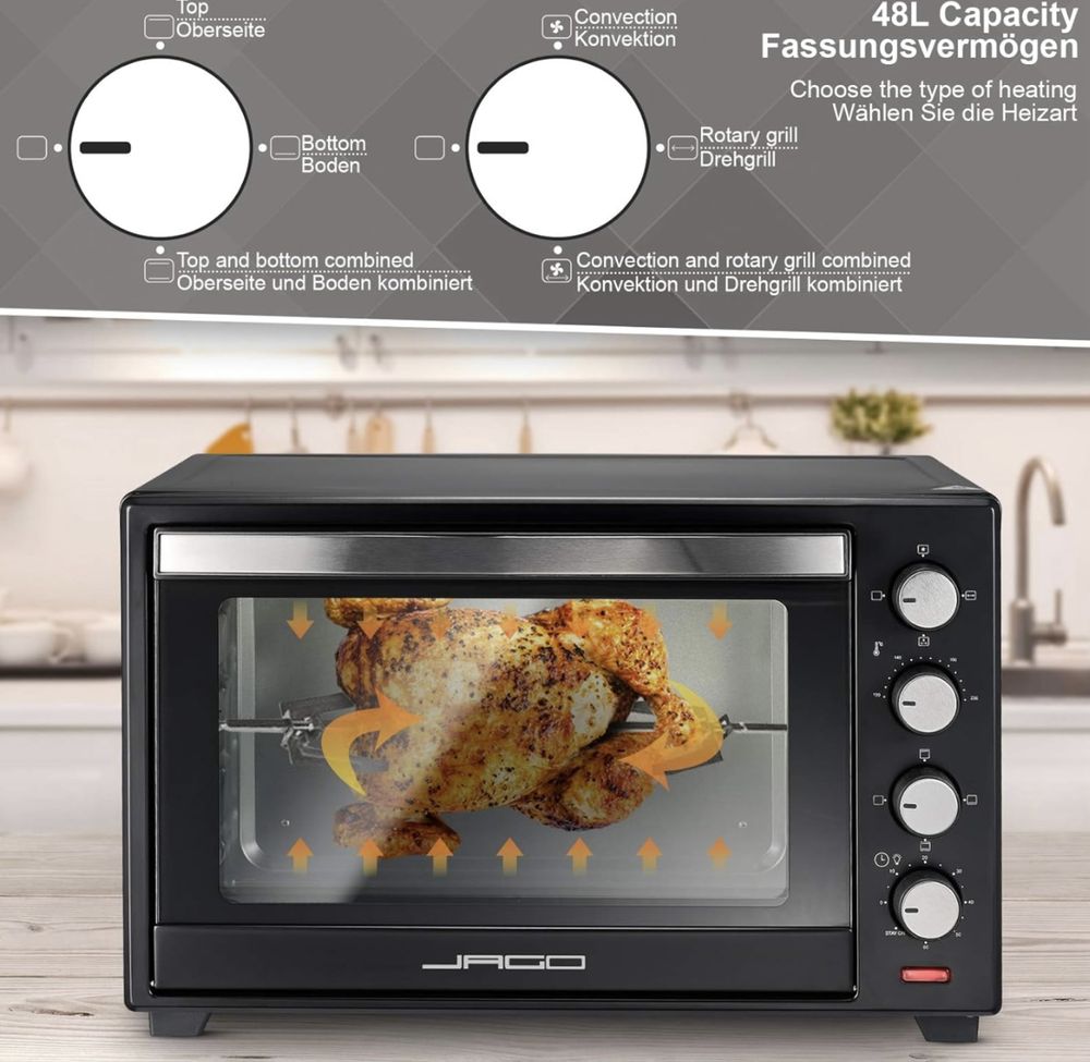 Мини фурна Jago® – Капацитет 48 л, 2000 W