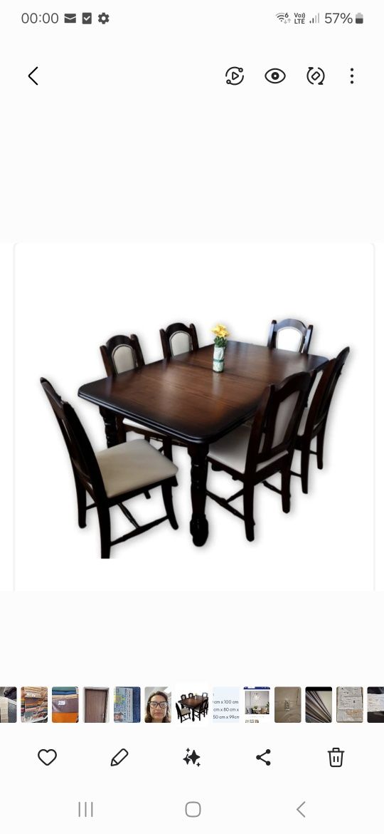 Vând set masă extensibilă și 6 scaune dining, nouă, culoare venghe