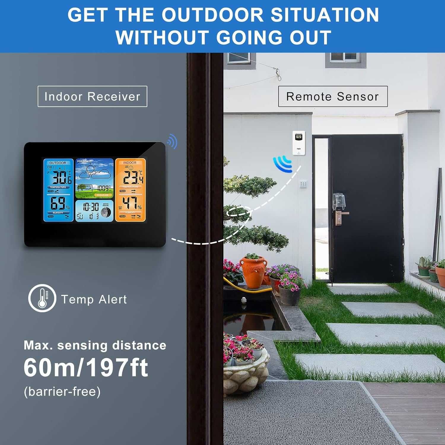 Statie meteo cu senzor extern ecran LCD color prognoza temperatura USB
