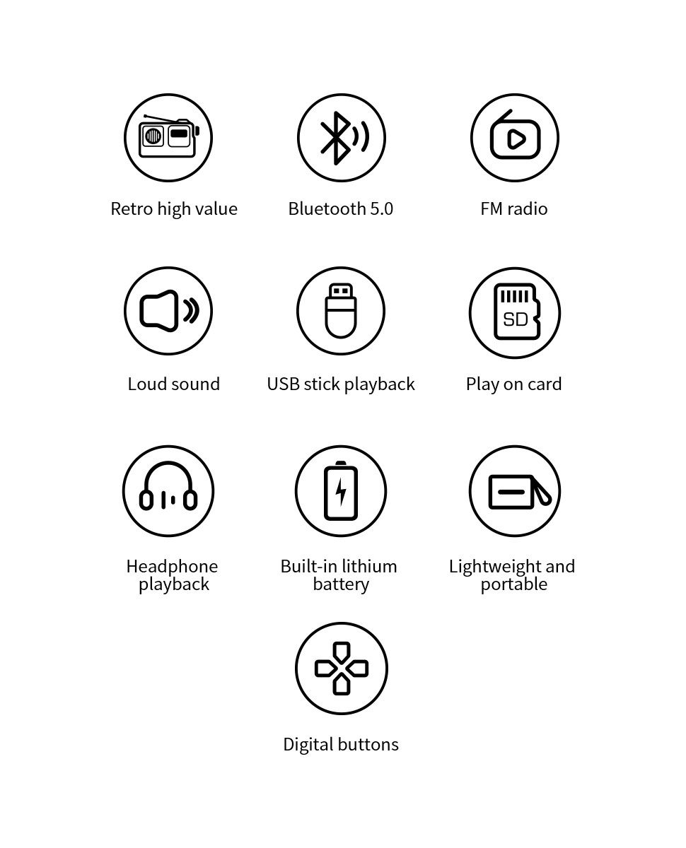 Radio Digital cu Afișaj MP3 Bluetooth Recorder USB card Acumulator Nou