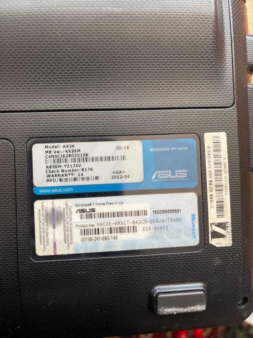 ASUS A93S (18.4”) — недорогой ноутбук для дома / учёбы