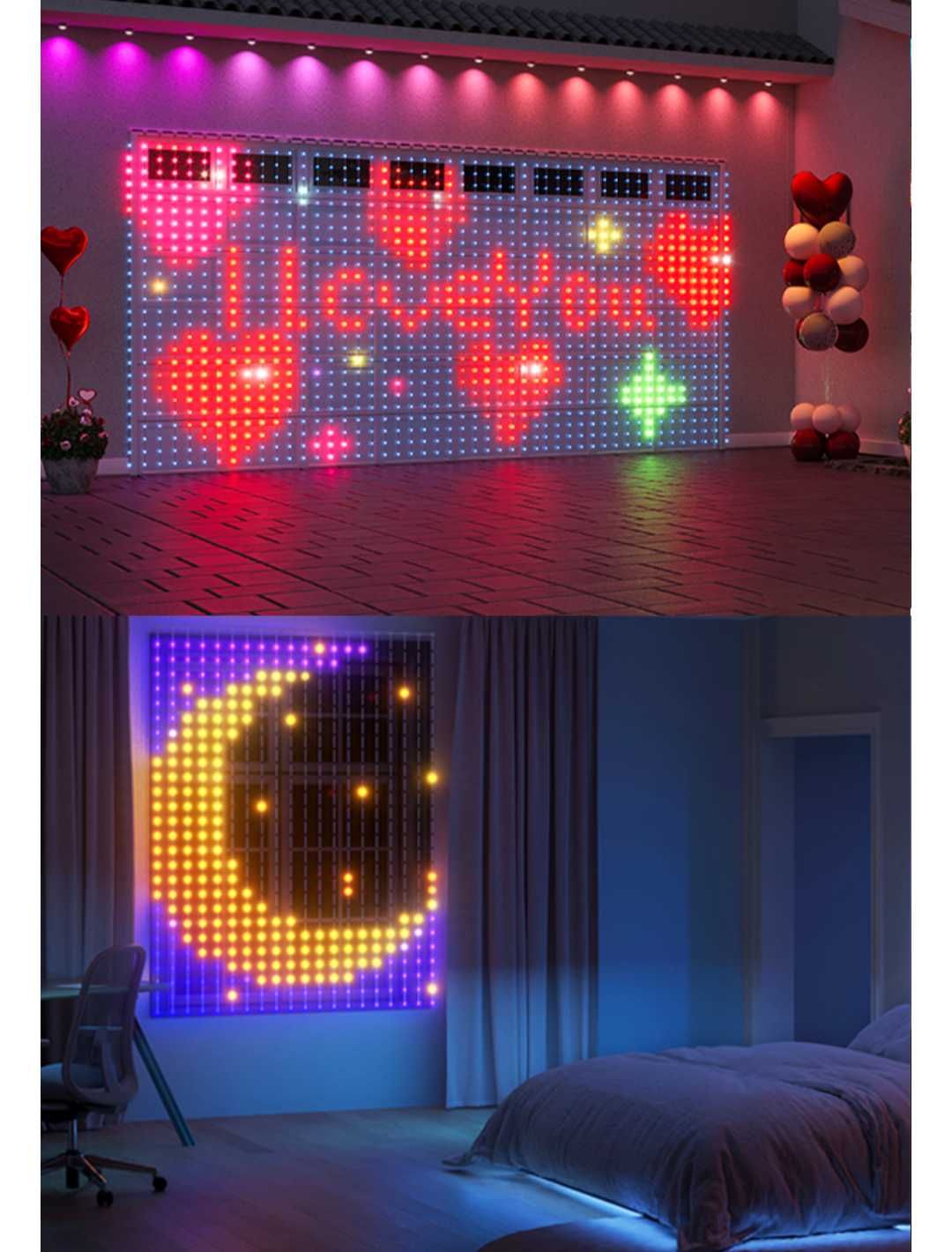 Govee Завесни лампи LED стенни DIY динамични 1.5м.x2м. 520 RGBIC LED