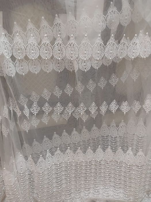 Тюль турецкая готовая с тесьмой