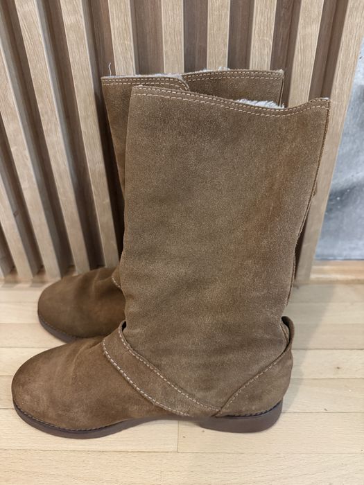 Cizme piele intoarsa maro