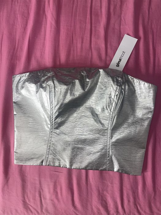 Gina trikot Нов метален Кроп Топ ХС