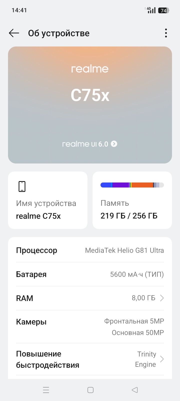 Смартфон Realme C75x 8/256.