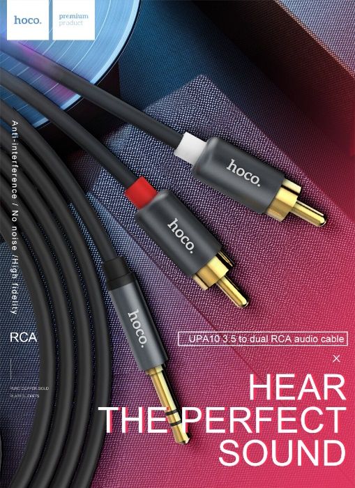Hoco Кабель двойной RCA до 3,5 мм” UPA10 " аудио позолоченные штекеры