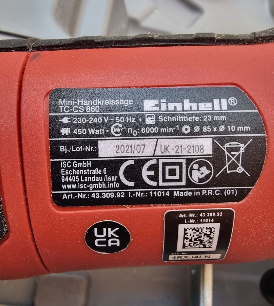 Мини ръчен цирколяр Einhell