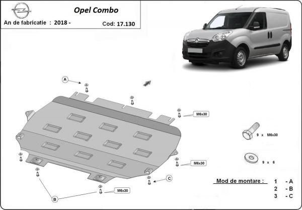 Scut motor metalic pentru Opel Combo 2000-prezent - otel 2mm