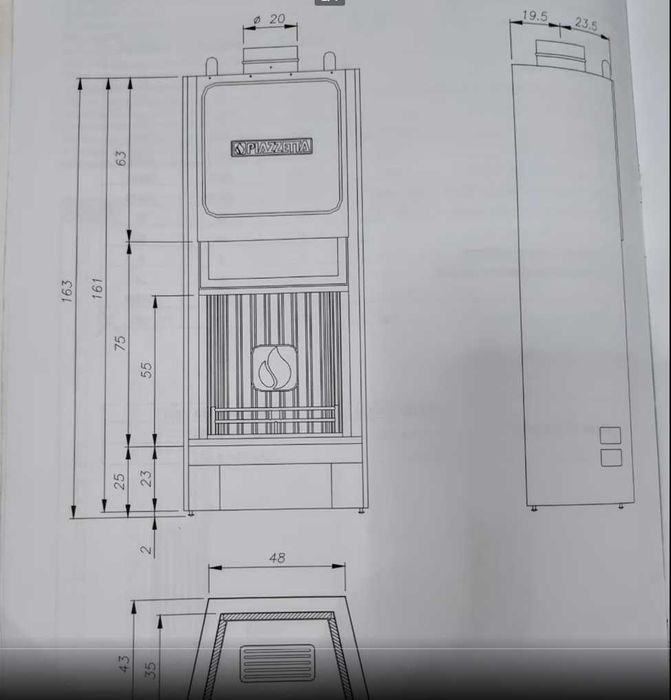 ȘEMINEU  PIAZZETTA 11 KW  ventilatie 2 cai cu telecomanda
