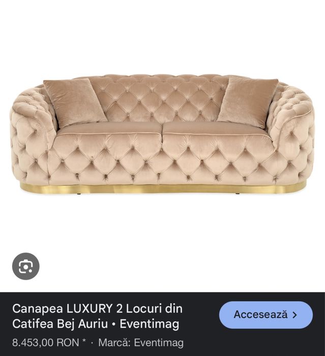 Canapea  Chesterfield  bej auriu